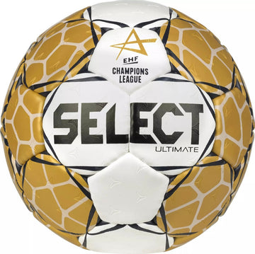 Súťažná hádzanárska lopta Select Ultimate EHF Champions League Replica V23 white/gold veľkosť 2